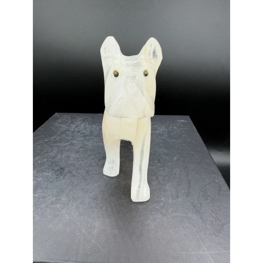 🐾🖤 Vintage Calcite Onyx Alert Dog Figurine 🖤🐾